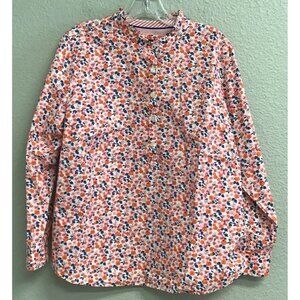 Talbots Peasant Ruffled Blouse Top Floral Print Women’s Sz XLP Petite Shirt